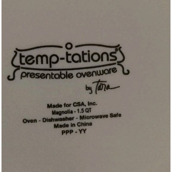 Temp Tations Magnolia Pattern 4pc Set -1.5qt Bsker, Rack, Trivet & 10x14 platter - Picture 8 of 12